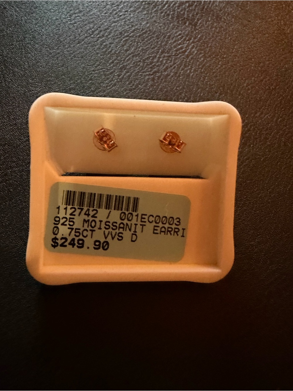 Moissanite NWT Hexagon Pave Stud Earrings - Rose Gold Tone - Picture 3 of 3